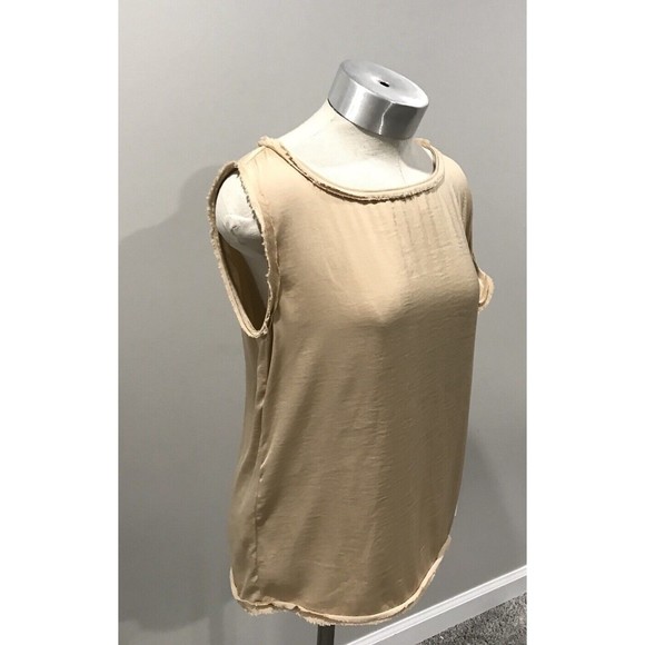 BCBG MAXAZRIA Beige Shiny Asymmetrical Pinksand Top One shoulder sz Xs Blouse - Picture 3 of 4
